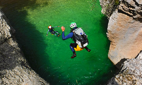 Descent of ravines in Guara. Canyons in the Sierra de Guara